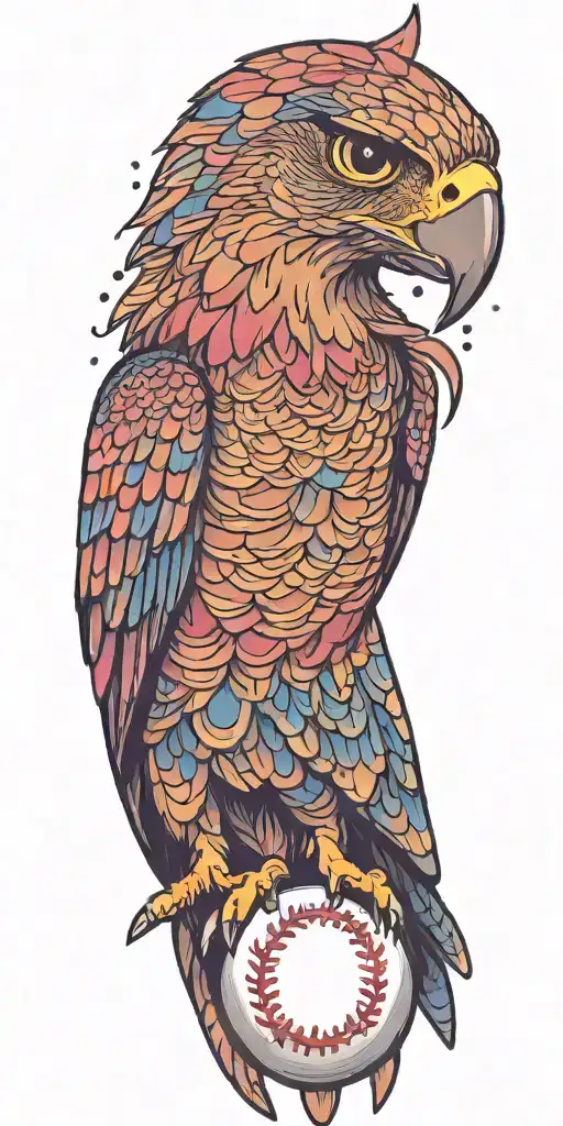 Falcon Wearing A Crown Holding A Giant Baseball