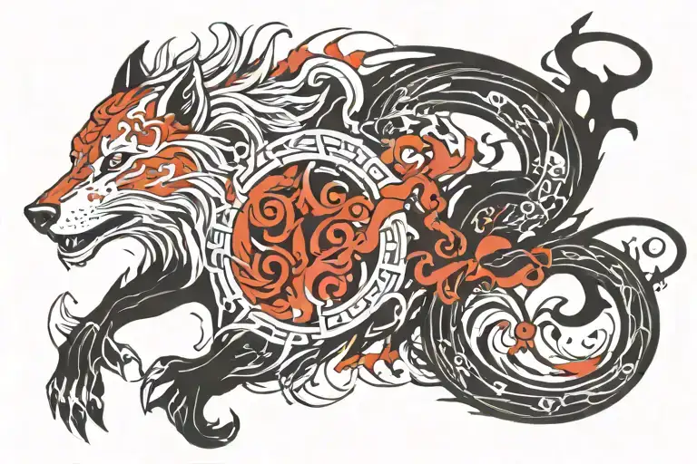 Nordic Skoll And Hati Chasing