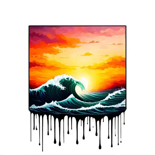 Waves And Sunset Melting