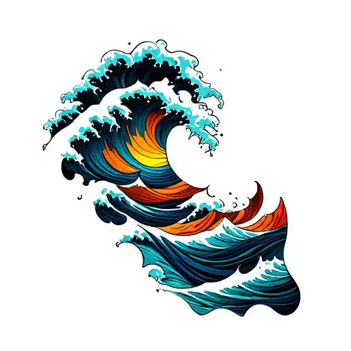 Waves And Sunset Melting