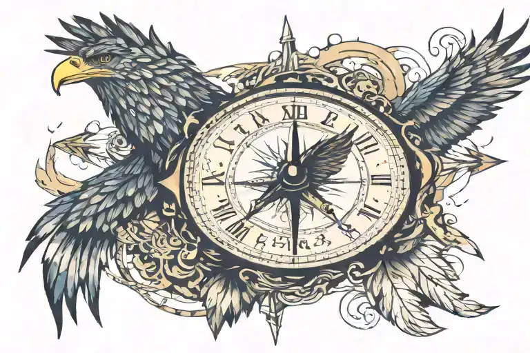 American Eagle Mountain Background Compass Surrounded