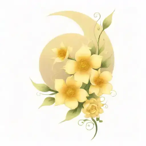 Witchy Moon And Flowers Intertwined