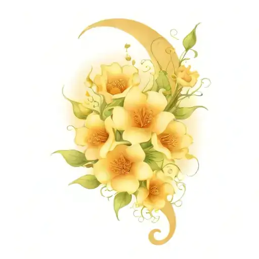 Witchy Moon And Flowers Intertwined Vines