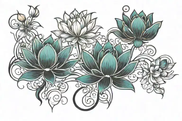 Japenese Style Lotus Flower Blooming