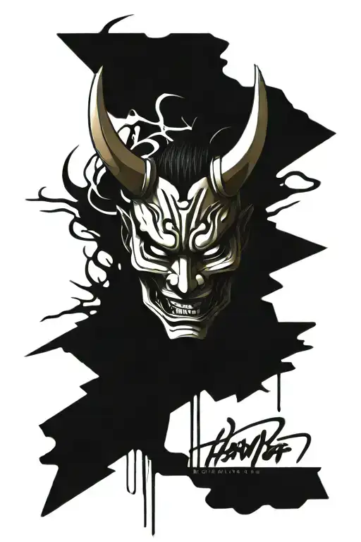 Traditional Hannya Mask In A Graffiti And Sketch Style