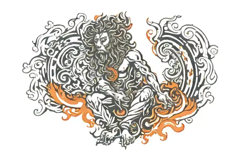 Leo Fire God Figure Surrounded