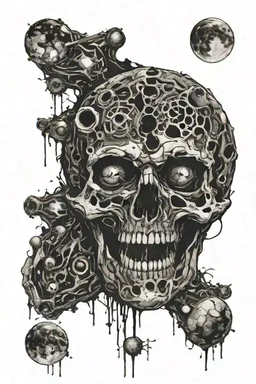 Dark Skull Eyes And Nose Obscure In The Moon's Craters