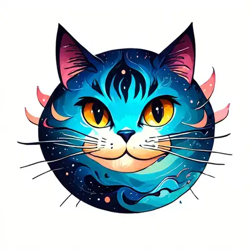 Friendly Cheshire Cat As The Moon