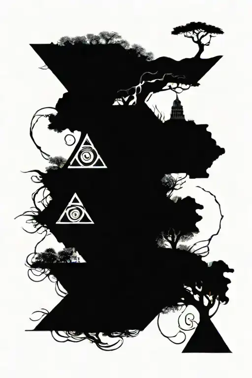 Tree Of Life Intertwined Pyramid With Eye And Dragon