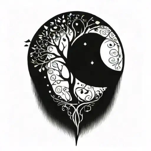 Tree Of Life With Day And Night Motifs