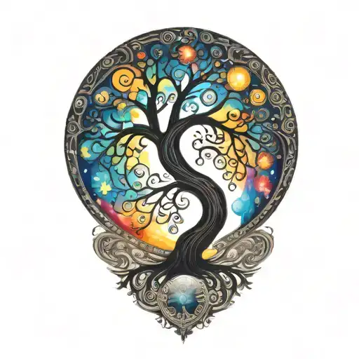 Tree Of Life With Day And Night Motifs
