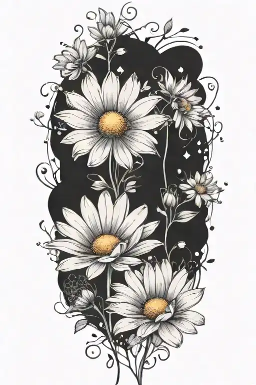 Daisys Cosmos Flowers No Background Black