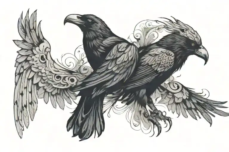 Double-headed Raven With Its Wings Outspread