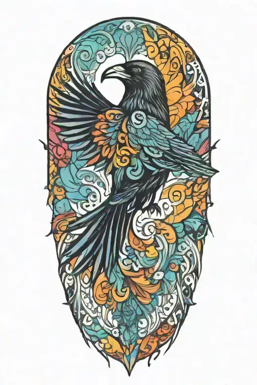 Raven Flying Colorful No Background