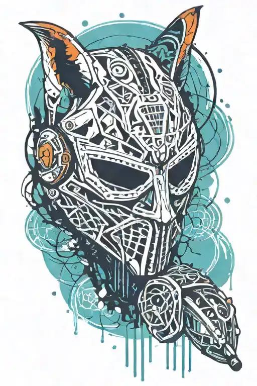 Fox With A Floorball Goalie Mask Holding