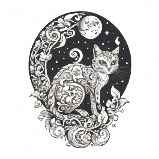 Mushroom Cat With Moon