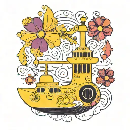 Yellow Submarine With Flowers