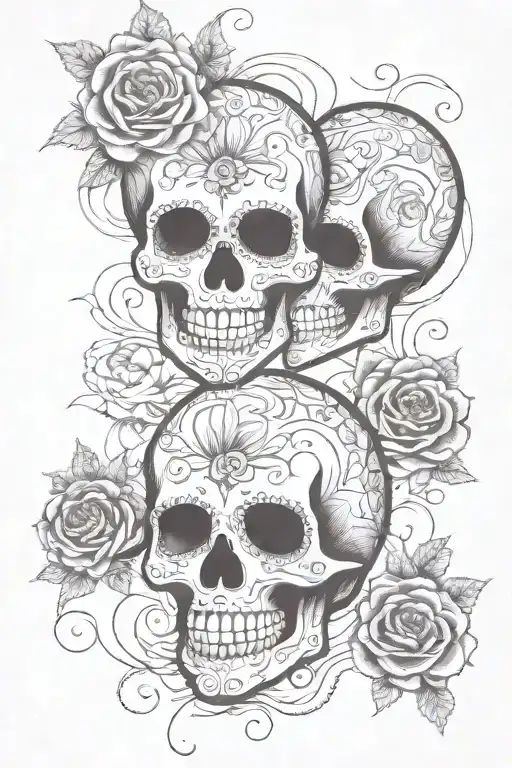 Sugar Skull Couple Holding Hands