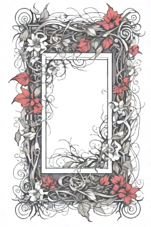 Picture Frame Made From Flowers And Thorny Vines