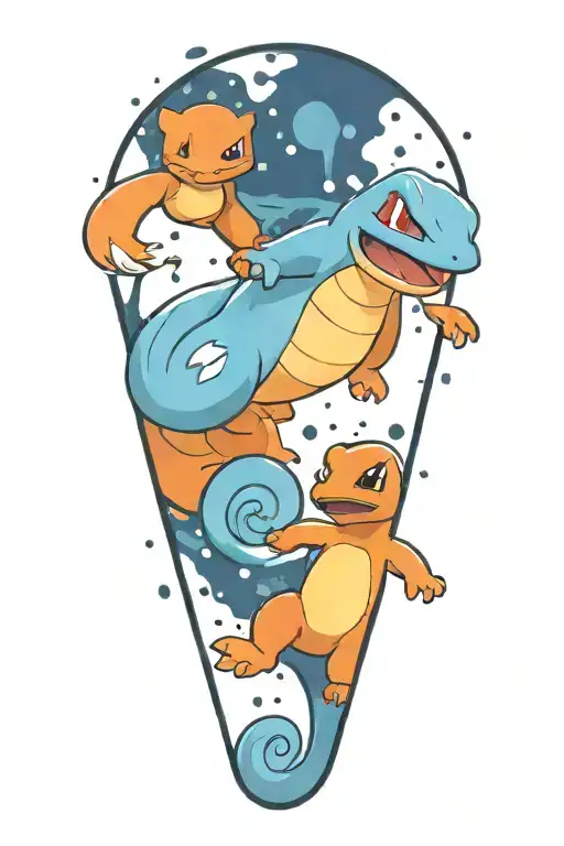 Charmander Fighting With Squirtle