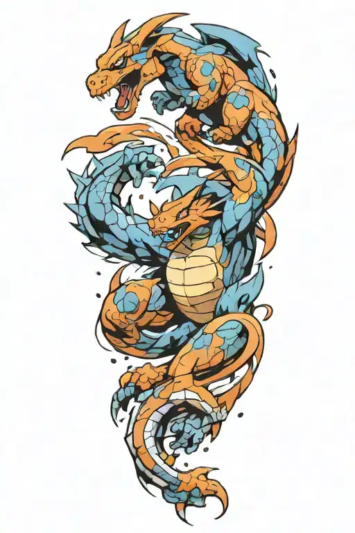 Charizard Fighting Blastoise