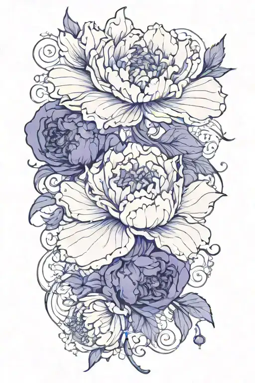 Violet Marigold Lily Peony Flower Wrapped