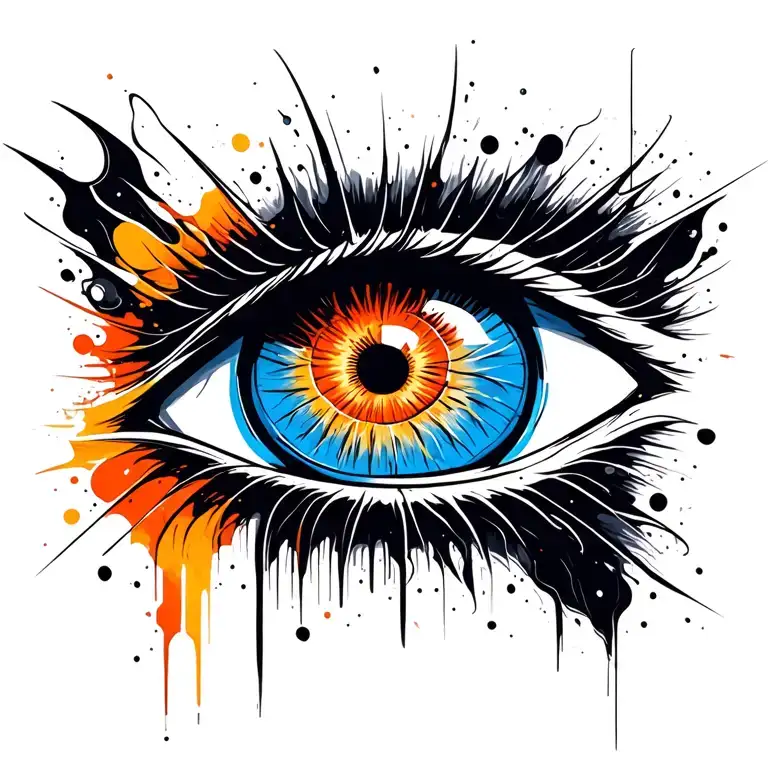 Men Evil Eye Chest Tattoo On Left Side