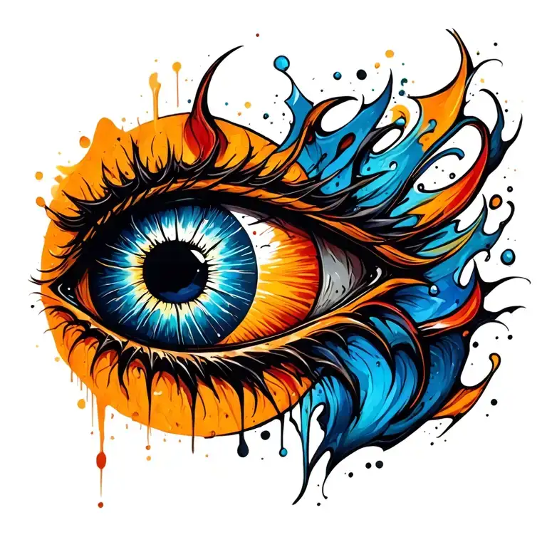 Men Evil Eye Chest Tattoo On Left Side