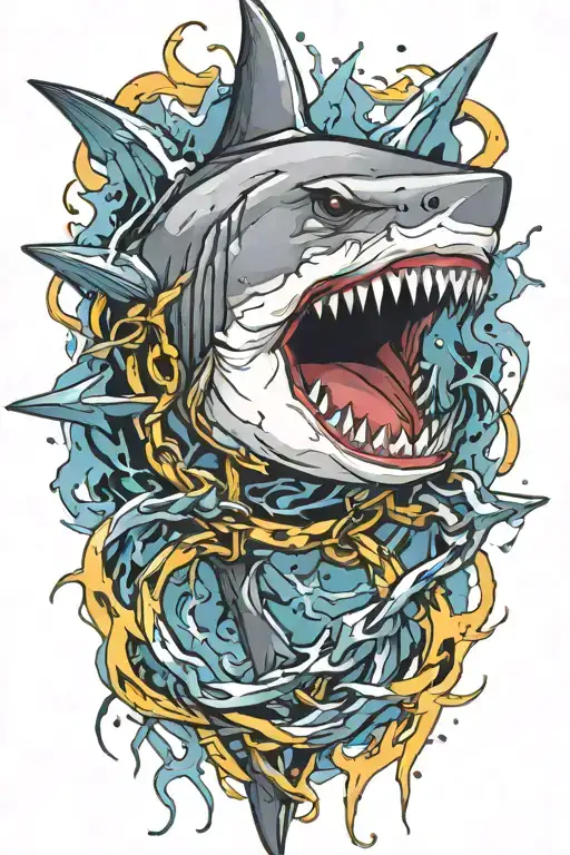 Chained Scared Shark With Lightning