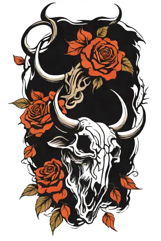Bull Skull With Roses