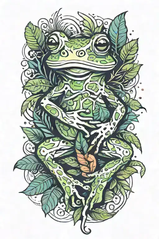 Frog With Jungle Leaves
