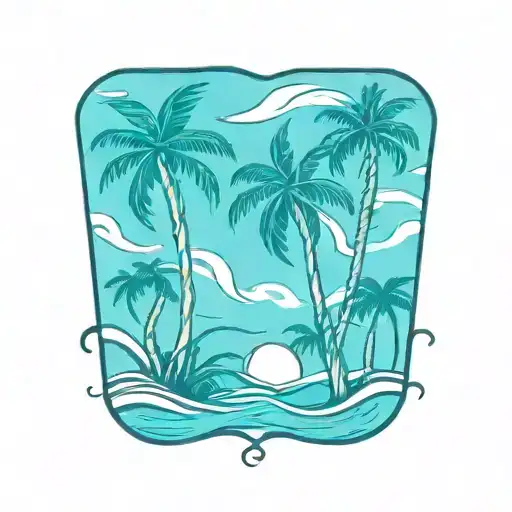 Beach Water Palms Together