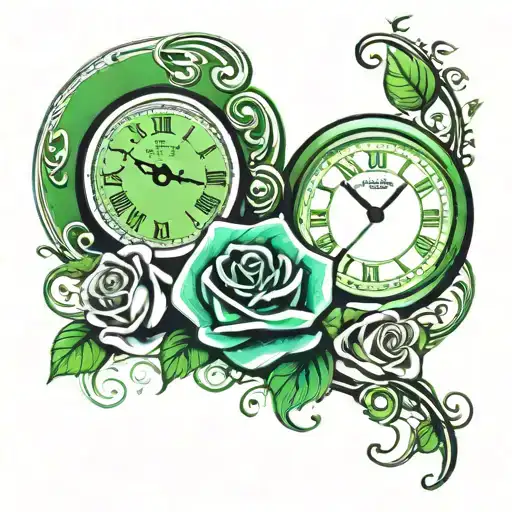2 Clocks With A Rose Underneath With A Golf Green In The Background