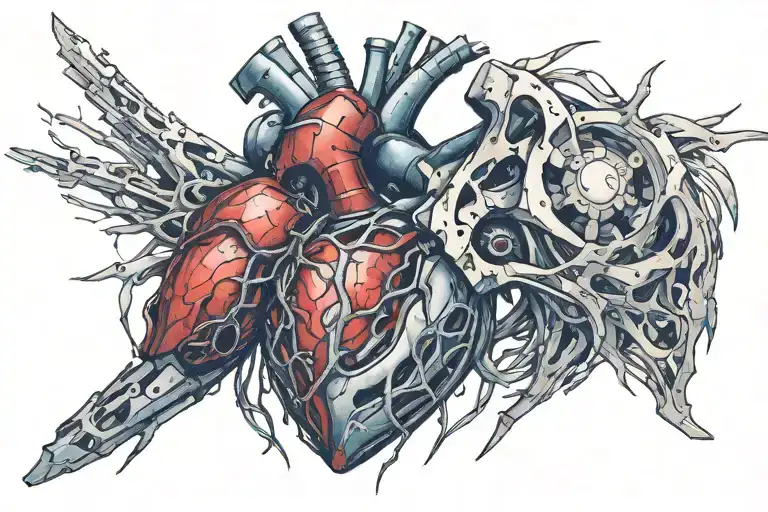 Bionic Heart Skin Being Ripped To Expose It