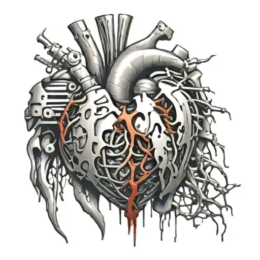 Bionic Heart Skin Being Ripped To Expose It