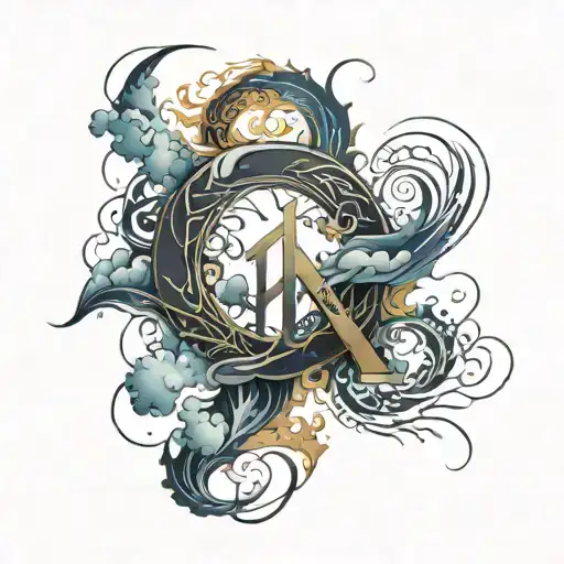 M Letter With Gragon Akatsuki Cloud