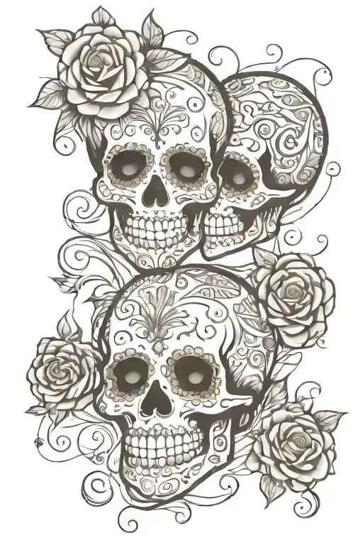 Sugar Skull Couple Holding Hands