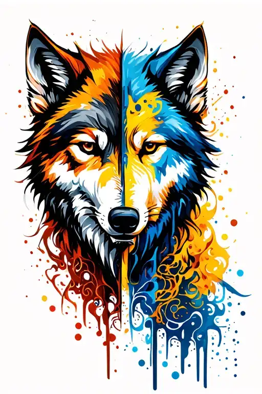 Two Face Wolf Head