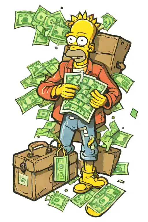 Simpson Holding A Bag Of Money