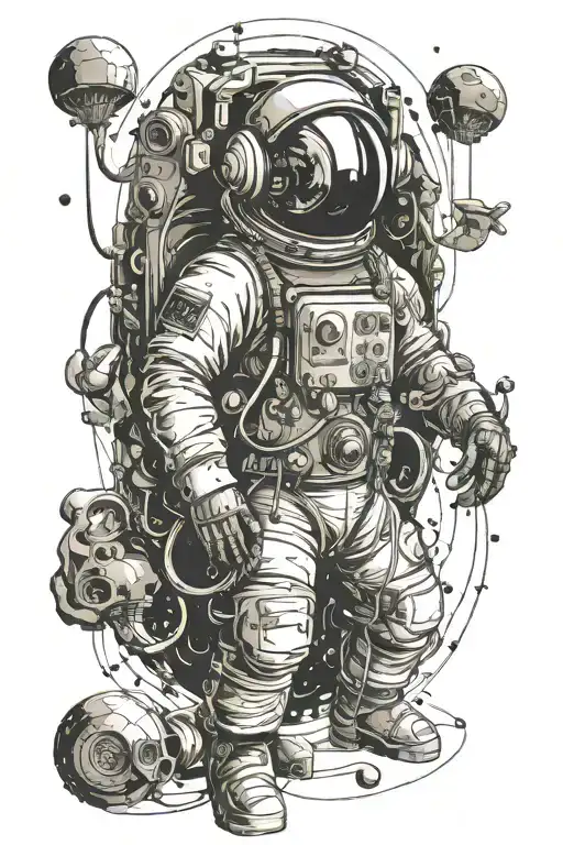 An Astronaut With Headphones Full Of Mushrooms Trying To Reach The Moon