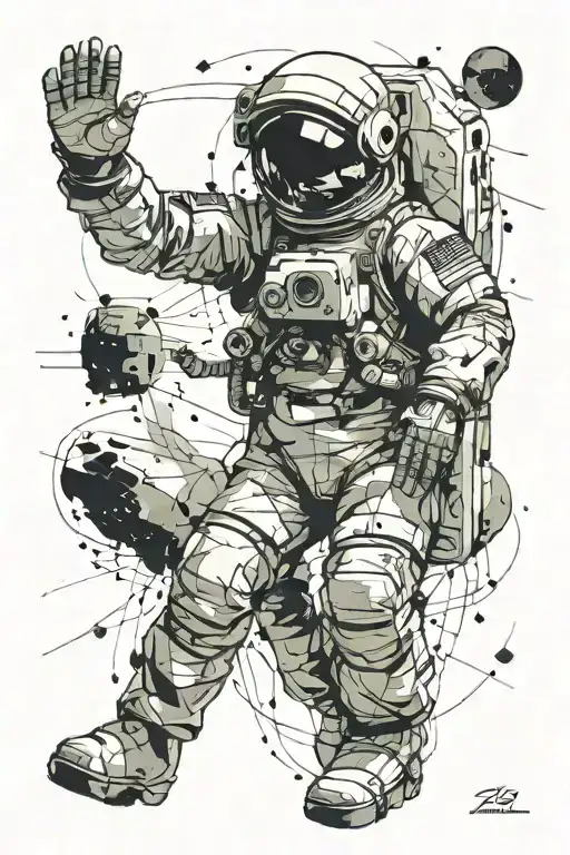 Astronaut With His Hand In The Air