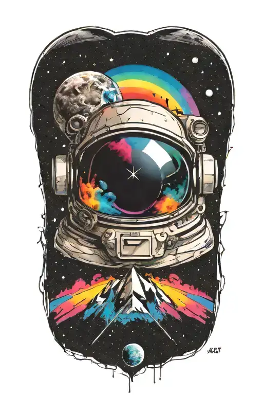 Mix Of Astronout Helmet And Dark Side Of The Moon Album Cover