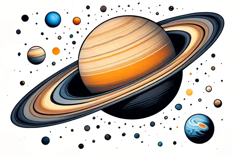 Saturn In Space With Uranus