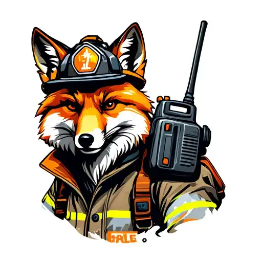 Tough Looking Fireman Fox Wearing Firefighting Gear With Radio Equipment