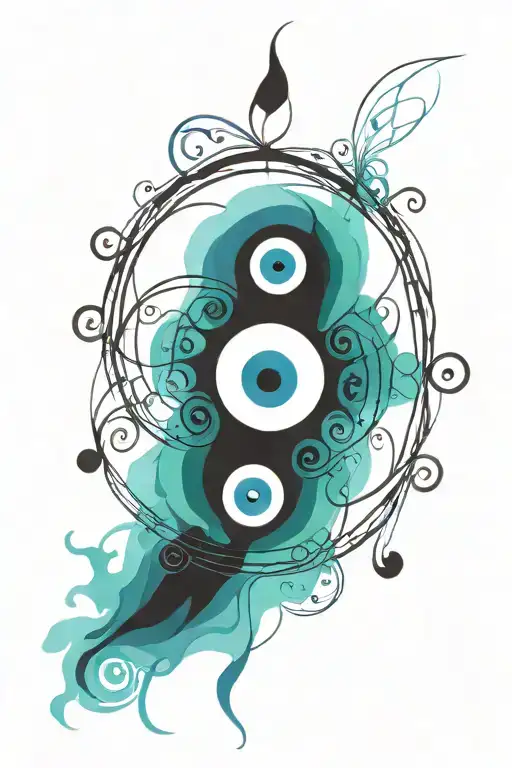Triple Spiral Evil Eye Symbol Integrated