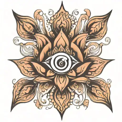 Lotos Flower With Three Eye Symbol Integrated