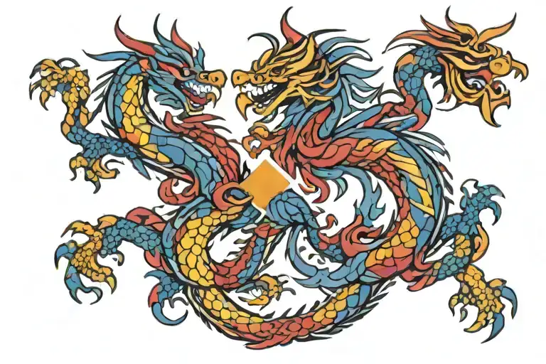 Filipino Dragon With Filipino Flag Intertwined