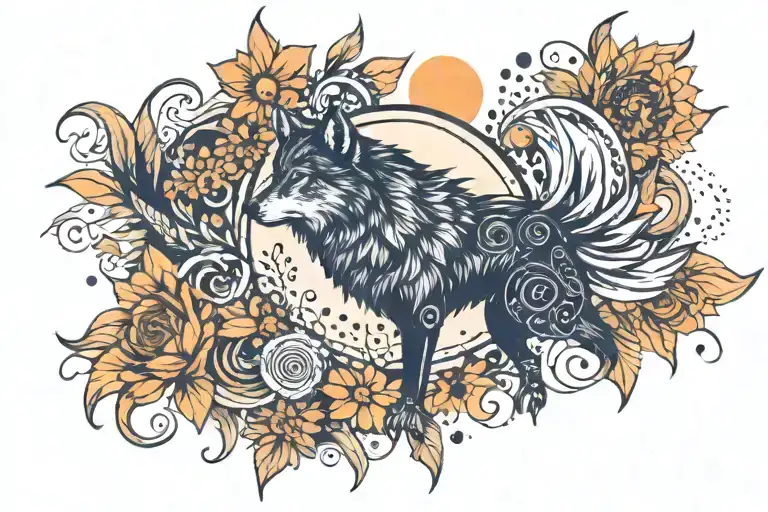 Flower Sun Moon Wolf