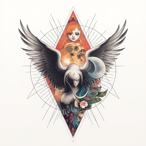 Moon’s Eternal Wings of Rebirth Tattoo idea