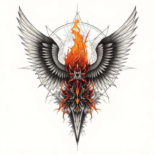 Sacred Wings of the Eternal Flame Tattoo idea